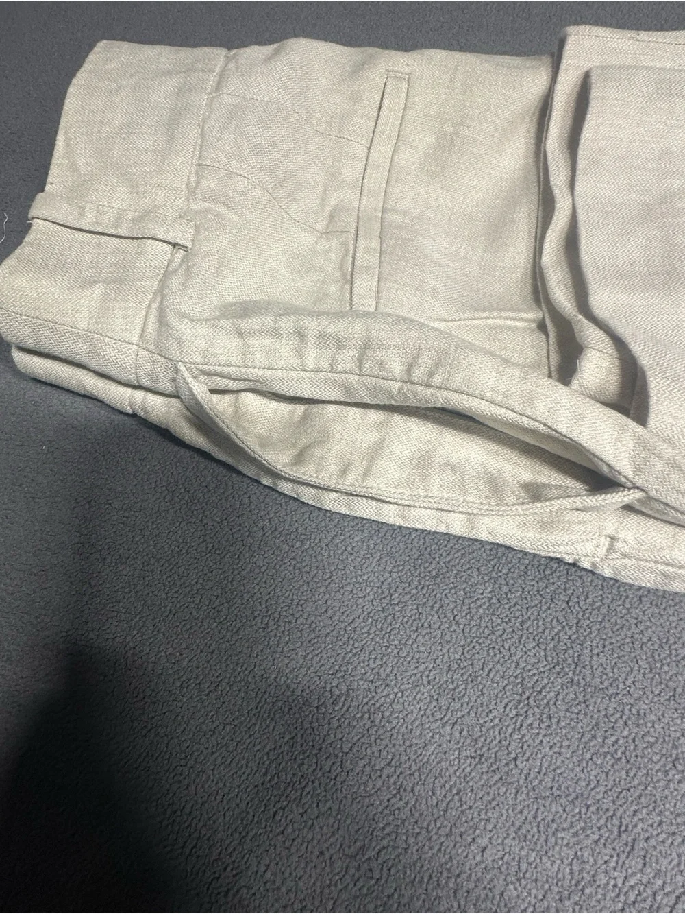 H&M Women's Light Cream Linen-Blend Tapered Pants